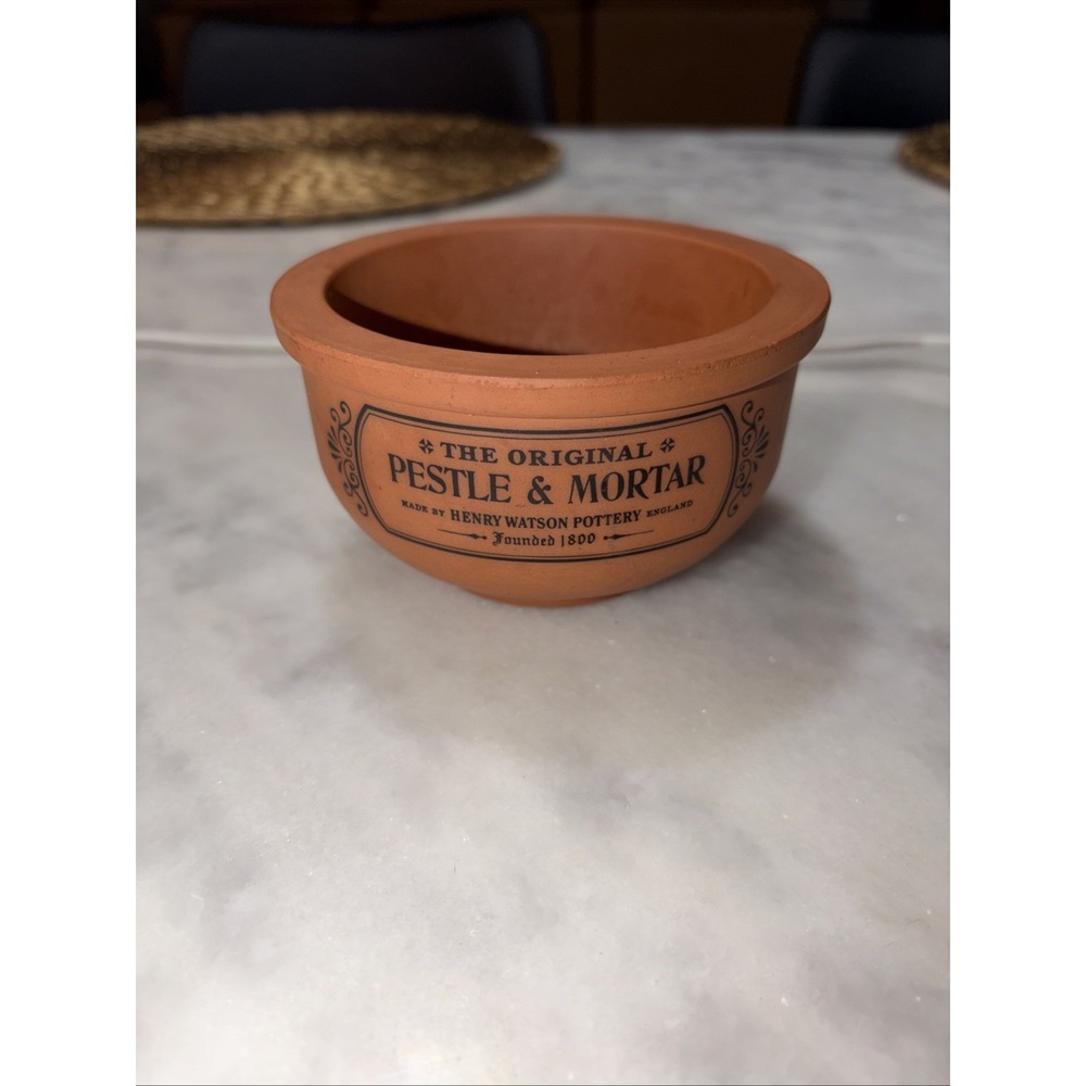 Vintage 1980s Henry Watson Pottery Suffolk Terracotta Pestle & Mortar Original